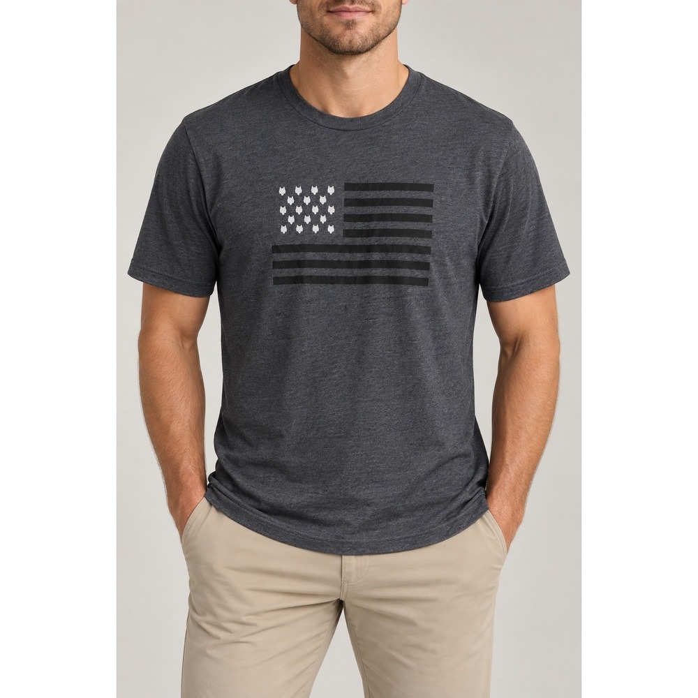 Greyson Wolf Flag T Shirt Mens M Gray American Graphic Golf Patriotic Sportswear